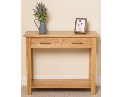 Oslo Solid Oak Console Table with Storage