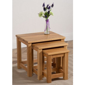 Oslo Solid Oak Nest of 3 Side Tables for Living Room