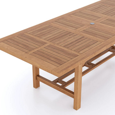 Oslo Teak Garden Outdoor Dining Table & 8 Seat Chair Set - With Black ...