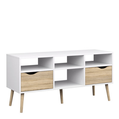 OSLO TV UNIT 2 DRW 4 SHELVES WHITE OAK