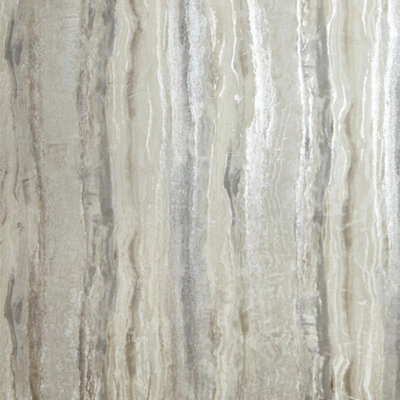 Oslo Wallpaper in Cream and Silver with Silver Metallic