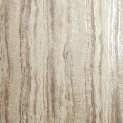 Oslo Wallpaper in Latte and Beige with Silver Metallic