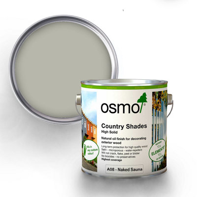 Osmo Country Shades Opaque Natural Oil based Wood Finish for Exterior A08 Naked Sauna 2.5L