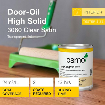 thumbnail image 2 of Osmo Door Oil 3060 – 1 Liter Clear Satin Hard Wax Oil For Solid Wood Doors (Made In Germany) 2 of 5