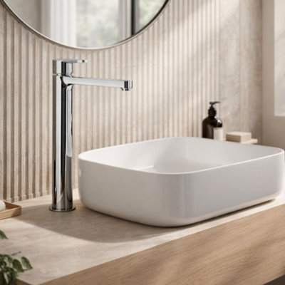 OSMORE TALL MONO BASIN MIXER TAP CHROME - HIGH RISE TAP FOR COUNTERTOP ...