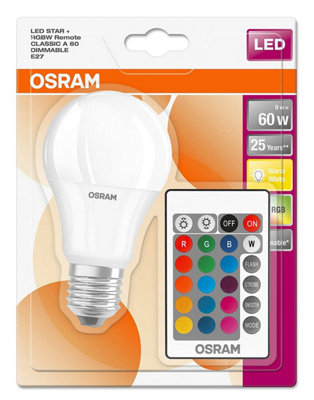 Osram 9.7w ES RGBW Frosted GLS LED Light Bulb