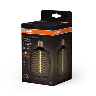 OSRAM Clear Decorative E27 60W Edison Bulb - Vintage Style, Dimmable, Warm Candlelight