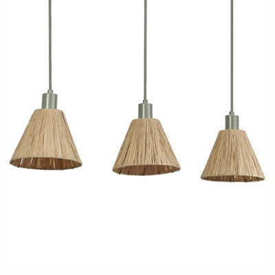 Osram Decor Raffia Pendant Linear LED Ceiling Light 3XE27 Green 3x15W Modern
