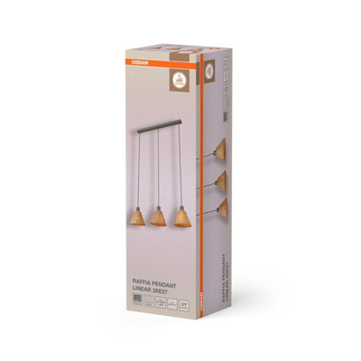 Osram Decor Raffia Pendant Linear LED Ceiling Light 3XE27 Green 3x15W Modern