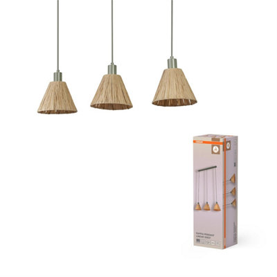 Osram Decor Raffia Pendant Linear LED Ceiling Light 3XE27 Green 3x15W Modern