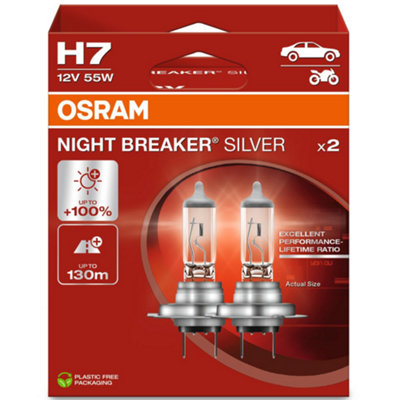 OSRAM H7 499 12V 55W Night Breaker Silver +100% Car Headlight Bulbs ...