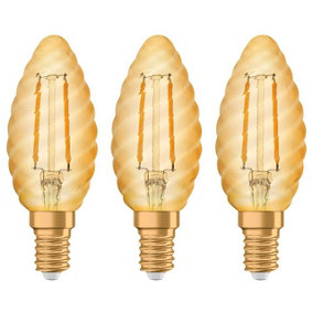 Osram LED Candle 1.5W E14 Vintage 1906 Twisted Extra Warm White Gold Gold (3 Pack)