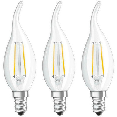 Osram LED Candle 2.5W E14 Flame Tip Retrofit Classic Warm White Clear (3 Pack)