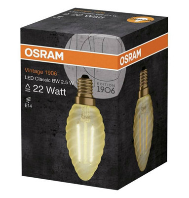 Osram LED Candle 2.5W E14 Vintage 1906 Twisted Extra Warm White Gold (3 Pack)