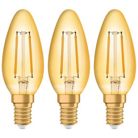 Osram LED Filament Candle 2.5W E14 Vintage 1906 Extra Warm White Gold (3 Pack)