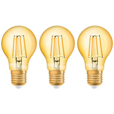 LED Filament GLS 6.5W E27 Vintage 1906 Extra Warm White Gold (3 Pack) | DIY at B&Q