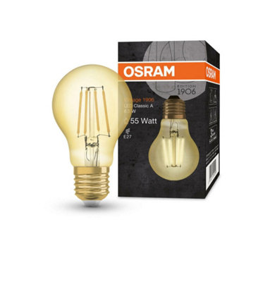 Osram LED Filament GLS 6.5W E27 Vintage 1906 Extra Warm White Gold (3 Pack)
