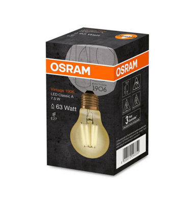 Osram LED Filament GLS 7.5W E27 Vintage 1906 Extra Warm White Gold (3 Pack)