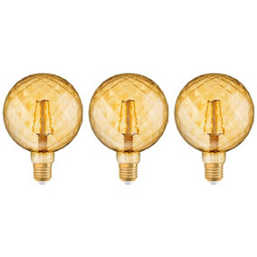 Osram LED G125 Globe 4W E27 Vintage 1906 Pinecone Extra Warm White Gold (3 Pack)