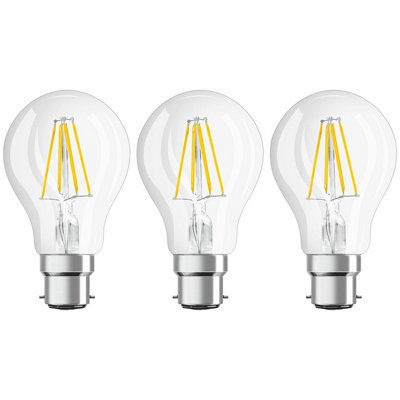 Osram LED GLS 6.5W B22 Dimmable Parathom Warm White Clear (3 Pack)