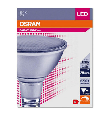 Osram LED IP65 PAR38 Reflector 15.2W E27 Dimmable Parathom Warm White