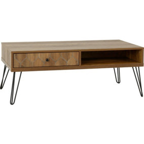 Ottawa 1 Drawer Coffee Table Oak Effect and Black This range comes flat-packed for easy home assembly