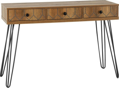 Ottawa 3 Drawer Console Table Oak Effect and Black