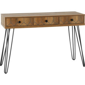 Ottawa 3 Drawer Console Table Oak Effect and Black