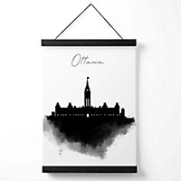Ottawa Watercolour Skyline City Medium Poster with Black Hanger