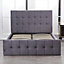Ottoman Bed 4ft6 Grey Velvet Double Bed Frame Storage Gas Milano Side Lift Bed