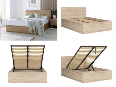 Ottoman King Size Bed Frame Euro 160cm Gas Lift Up Storage Sonoma Oak Tetrix