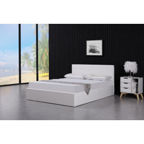 Ottoman Storage Bed Side Lift Opening White 4FT6 Double Bed Frame