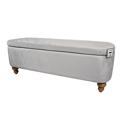 Cream velvet store storage bench