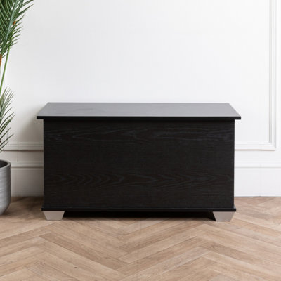 Ottoman Storage Box Wooden Storage Black Bench Seat Kids Toy Box Trunk Chest For Toys Blankets