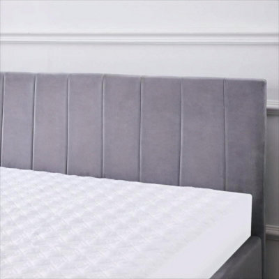 Ottoman Storage double bed Grey 4FT6 Velvet side lift Upholstered Fabric Gas