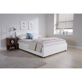 Ottoman Storage Leather Bed Side Lift White 3ft Single Bed Bonnell Spring high-density foam Mattress