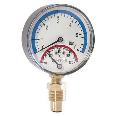 Ottone 6 Bar 120C Thermo Pressure Gauge 1/2 Inch Side Entry 80mm ...