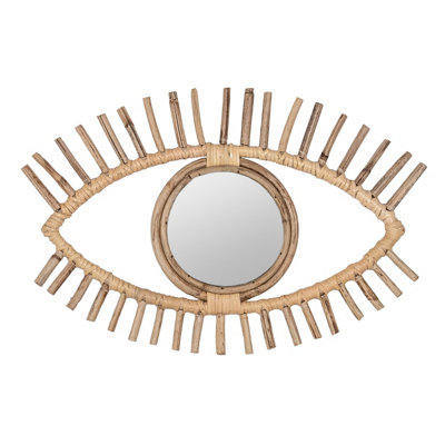 Ouko Small Eye Shaped Rattan Wall Mounted Mirror