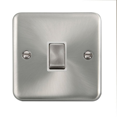 Our Curved Edge Satin / Brushed Chrome 1 Gang 20A Ingot DP Switch - White Trim - SE Home