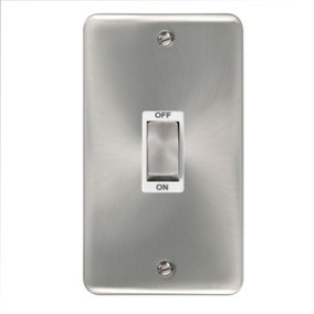 Our Curved Edge Satin / Brushed Chrome 2 Gang Ingot Size 45A Switch - White Trim - SE Home