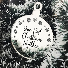 Our First Christmas Together Gift For Boyfriend Girlfriend Engraved Christmas Decoration