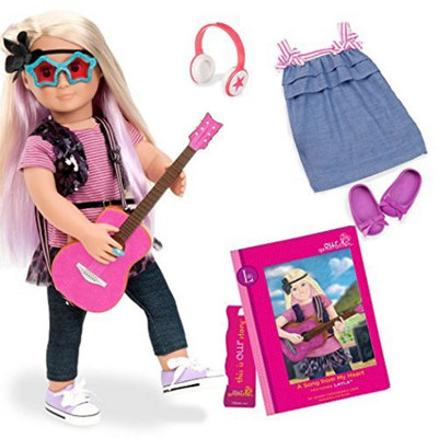 Our Generation Deluxe Layla Rock Doll & Book 46cm Musician Doll with ...