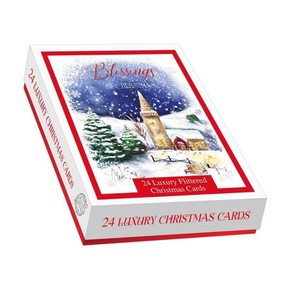Out Of The Blue Winter Blessings Christmas Card (Pack of 24) White/Red (One Size)