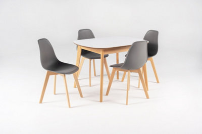 OUT & OUT Abbey Extendable Dining Set with 4 Ava Chairs in Dark Grey 106cm-136cm