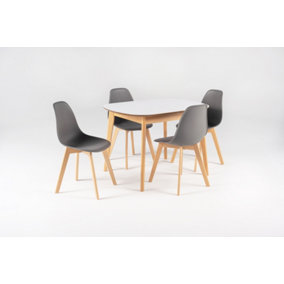 OUT & OUT Abbey Extendable Dining Set with 4 Ava Chairs in Dark Grey 106cm-136cm