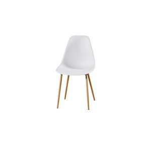 OUT & OUT Astrid Dining Chair- White with Wooden Legs- Set of 2