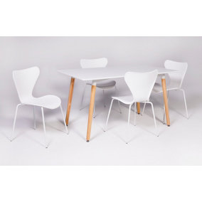 OUT & OUT Bailey 140cm Dining Table Set with 4 Fleur Chairs in White