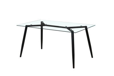OUT & OUT Bergen Glass Dining Table Black Legs DIY at B&Q