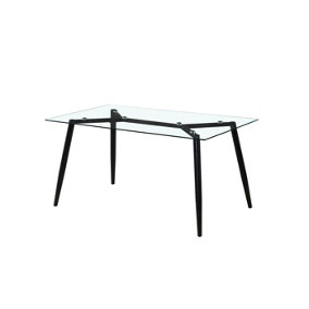 OUT & OUT Bergen Glass Dining Table - Black Legs