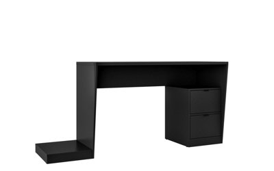 OUT & OUT Black Gamer Desk with Storage Cabinet- Breathable Design 173cm
